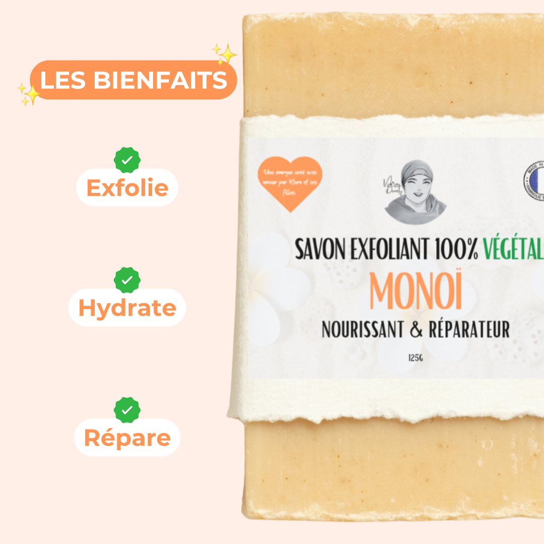 Savon Exfoliant Nourrissant & Réparateur -  Au Monoï -  125 grammes - 100% végétal